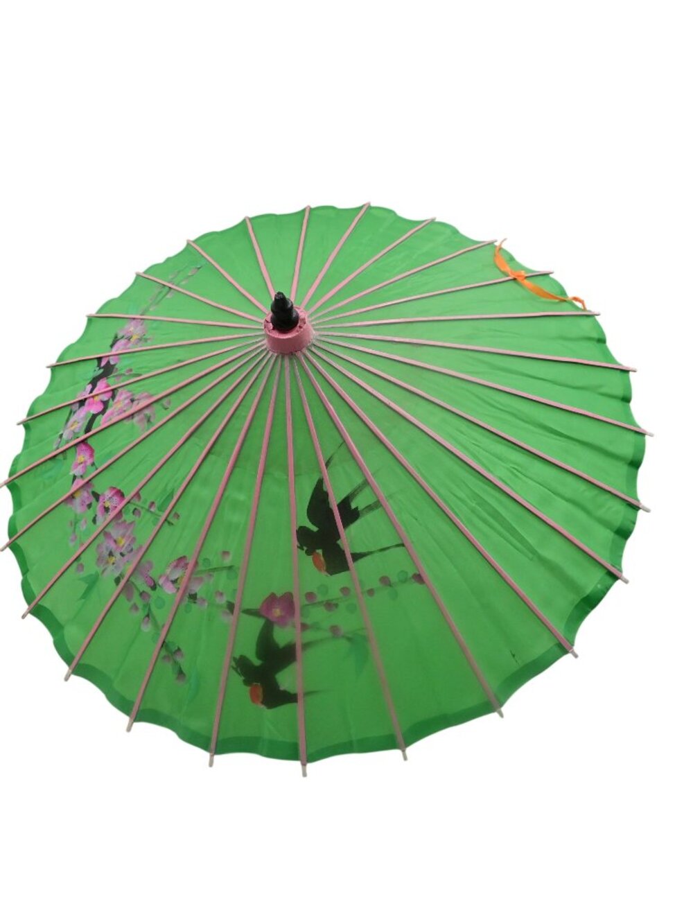 Traditional Chinese Style Bamboo Oil Paper Umbrella Parasol Green Floral